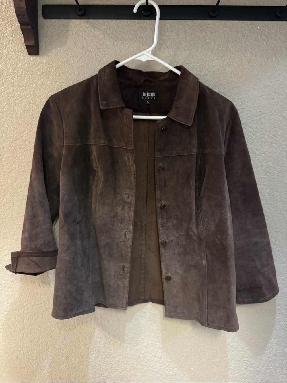 Joseph Brown Suede Button-Front Women's Jacket